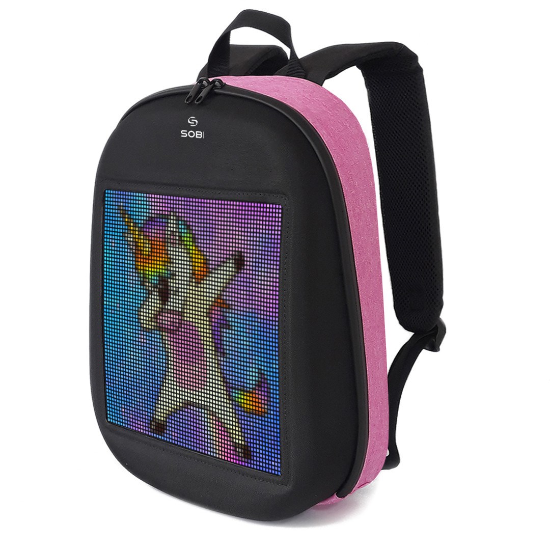 Backpack Sobi Pixel SB9702 Pink  with LED screen 