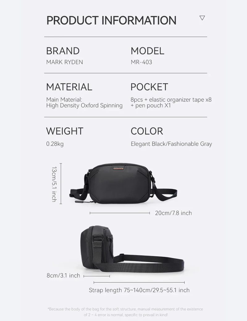 Light Line Toiletry Bag Mark Ryden Uno MR403 Black