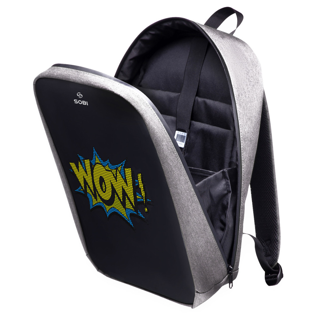 Backpack Sobi Pixel Max SB9703 Gray with LED screen 